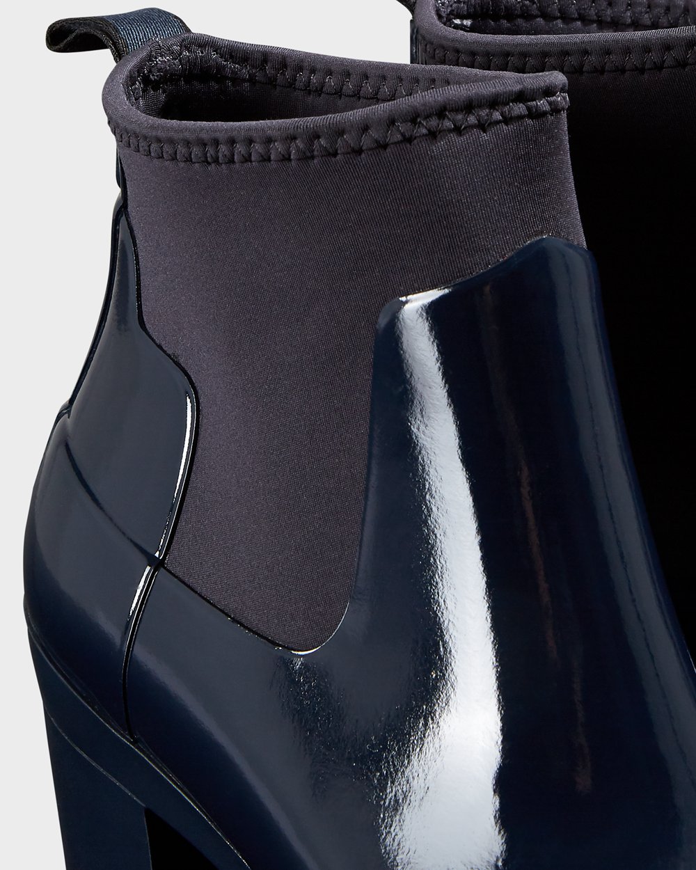 Bottes À Talons Hunter Refined Slim Fit Gloss Mid Femme Bleu Marine UXJPETM-85